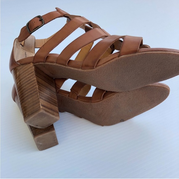 Crown Vintage Siri  Brown Strappy Sandals size 10 tan stacked heel - Picture 8 of 16